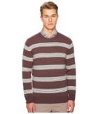 Eleventy Striped Cashmere Crew Neck Sweater (aubergine) Men's Sweater