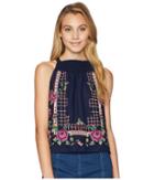Free People Honey Pie Embroidered Tank Top (blue) Women's Sleeveless
