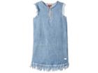 7 For All Mankind Kids Zip Front Flutter Sleeve Denim Dress (big Kids) (vintage Blues) Girl's Dress