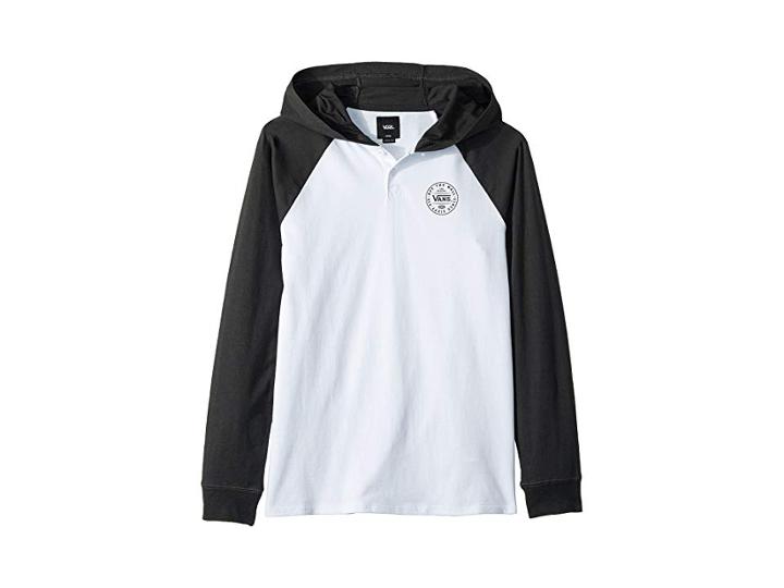 Vans Kids Denton Hooded Pullover Knit (big Kids) (white/asphalt) Boy's Clothing