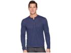 John Varvatos Star U.s.a. Long Sleeve Henley W/ Coverstitch (blue) Men's Clothing