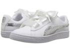 Puma Kids Basket Heart Bling Ps (little Kid) (puma White/puma Silver) Girl's Shoes