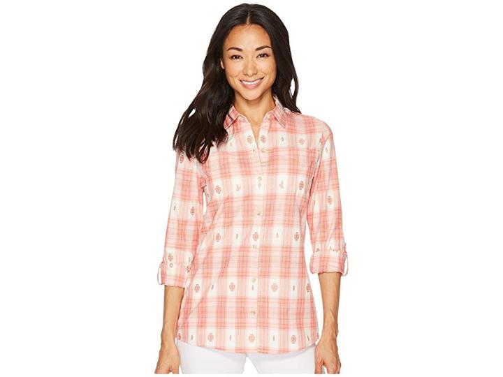 Pendleton Harding Cotton Plaid Shirt (coral Harding Plaid) Women's Long Sleeve Button Up