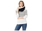 Plush Shearling Cable Knit Neck Warmer (black/cream) Scarves