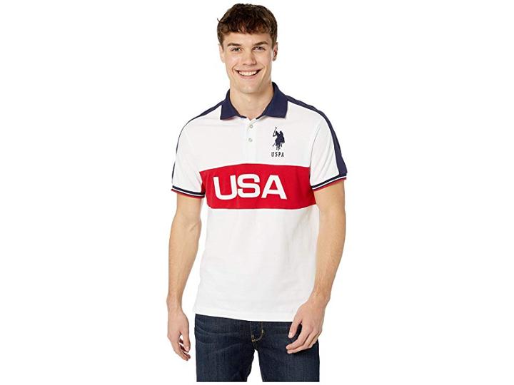 U.s. Polo Assn. Color Block Usa Pique Polo (white) Men's Clothing