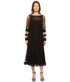 Red Valentino Point D'esprit Dress With Georgette Tubulars (black) Women's Dress