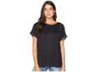 Nydj Linen Tee W/ Lace Detail (black) Women's T Shirt