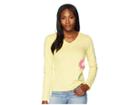 Life Is Good Namaste Daisy Long Sleeve Crusher Vee (happy Yellow) Women's T Shirt