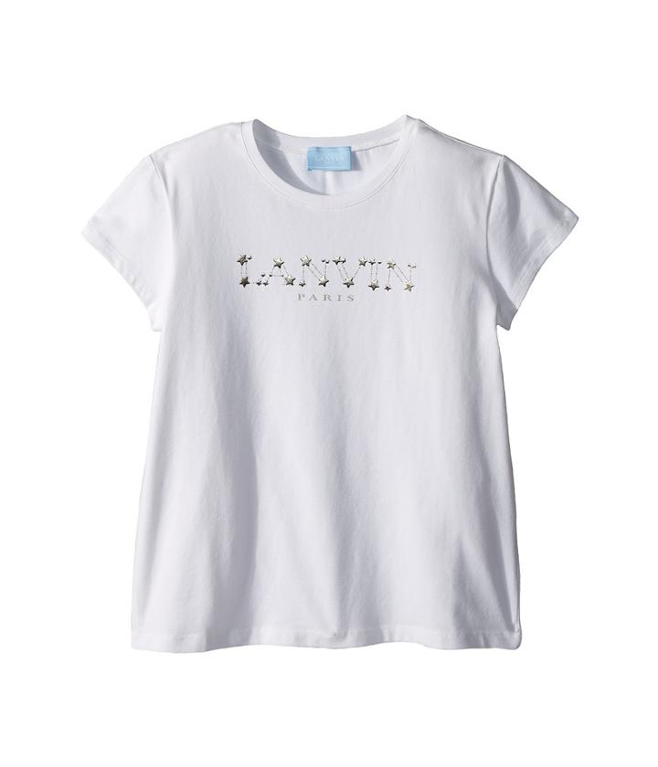 Lanvin Kids Star Logo T-shirt (big Kids) (white/gold) Girl's T Shirt