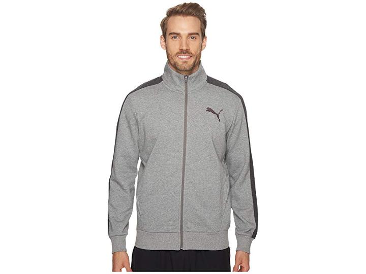 Puma Cb P48 Core Track Jacket (medium Grey Heather/dark Grey Heather) Men's Coat