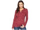 Chaps Cotton Slub 1x1 Rib Long Sleeve Knit (red Multi) Women's Clothing