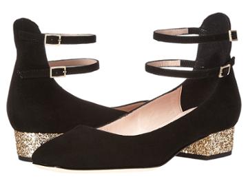 Kate Spade New York Marcelina (black Kid Suede/gold Glitter) Women's Shoes