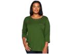 Karen Kane Plus Plus Size 3/4 Sleeve Grommet Detail Top (vine) Women's Clothing