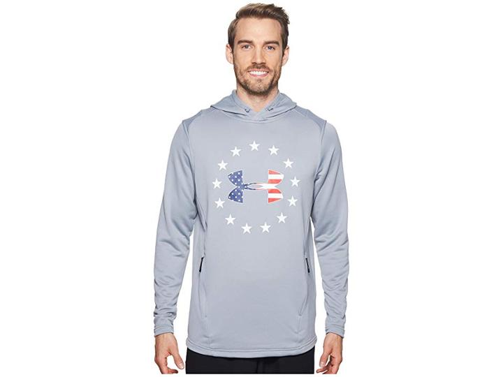 Under Armour Ua Freedom Tech Terry Hoodie (steel/white/red/white/blue) Men's Sweatshirt
