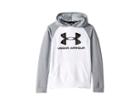 Under Armour Kids Rival Ua Logo Hoodie (big Kids) (white/steel Light Heather/black) Boy's Sweatshirt