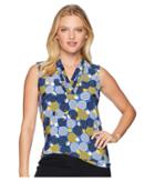 Anne Klein Triple Pleat Top (cezanne Blue/yellow Combo) Women's Clothing