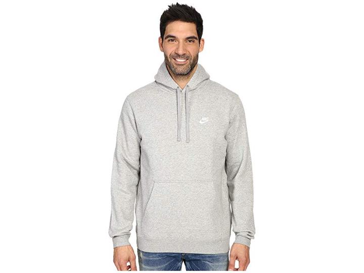 Nike Club Fleece Pullover Hoodie (dark Grey Heather/dark Grey Heather/white) Men's Fleece