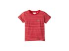 Lacoste Kids Short Sleeve Striped Tee Shirt (toddler/little Kids/big Kids) (lighthouse Red/pluvier Chine) Boy's T Shirt