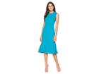 Calvin Klein Solid Midi Dress With Seam Detail Cd8c15py (lagoon) Women's Dress