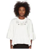 Mcq Loose Ruffle Tee (ivory) Women's T Shirt