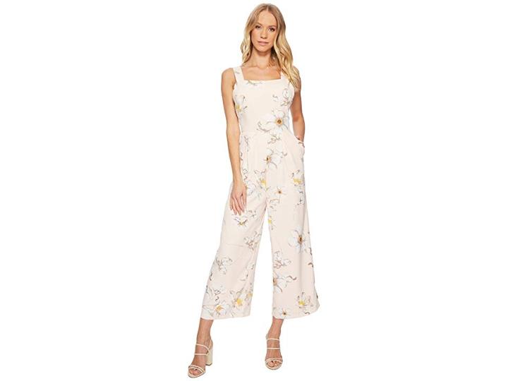 J.o.a. Open Back Sleeveless Jumpsuit (blush Floral) Women's Jumpsuit & Rompers One Piece