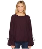 Heather Liberty Twill Voile Tie Sleeve Top (plum) Women's Clothing