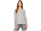 1.state Long Sleeve Variegated Rib Knot Back Top (light Grey Heather) Women's Clothing