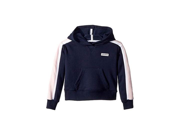 Converse Kids Retro Trim Cropped Pullover (little Kids) (deep Blue) Girl's Sweatshirt