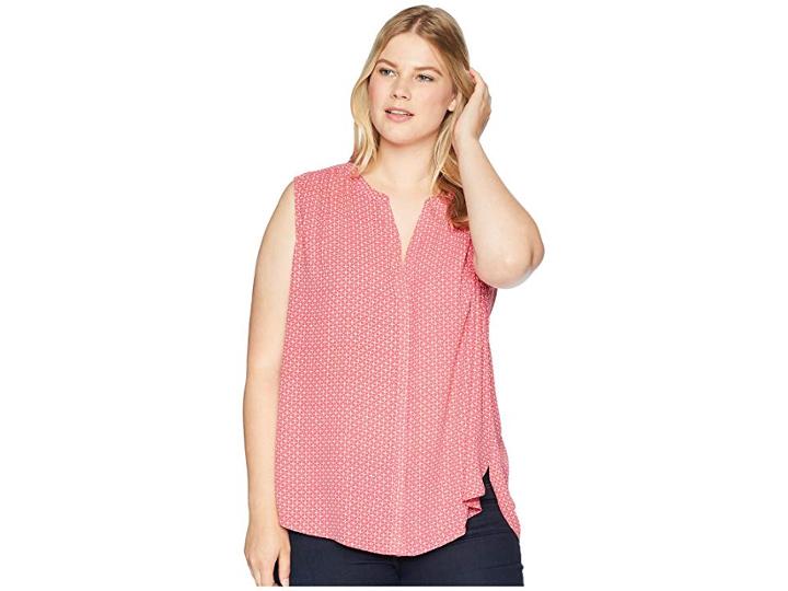 Nydj Plus Size Plus Size Sleeveless Pintuck Blouse (clover Dots Begonia) Women's Blouse