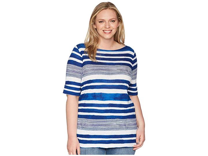Lauren Ralph Lauren Plus Size Striped Boat Neck Top (multi) Women's Clothing
