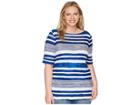 Lauren Ralph Lauren Plus Size Striped Boat Neck Top (multi) Women's Clothing