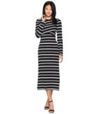 Juicy Couture Striped Crossover Midi Dress (pitch Black Fairfax) Women's Dress
