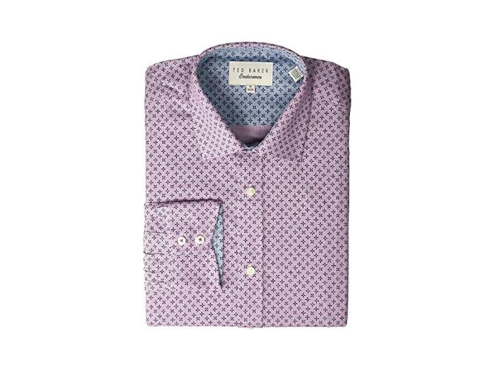 Ted Baker Bodder Endurance Dress Shirt (dark Red) Men's Long Sleeve Button Up