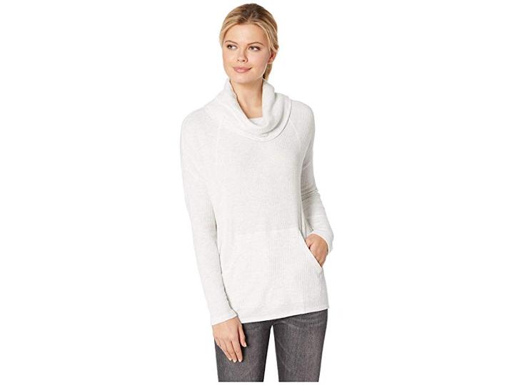 Lilla P Easy Cowl Neck Top In Brushed Rib (marble) Women's Clothing