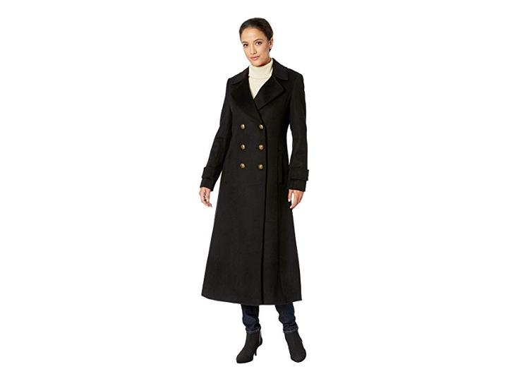 Lauren Ralph Lauren Double Breasted Maxi Wool (black) Women's Coat