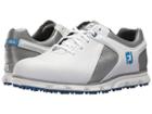 Footjoy Pro Sl Spikeless Plain Toe Rover (whte/grey/light Blue Trim) Men's Golf Shoes