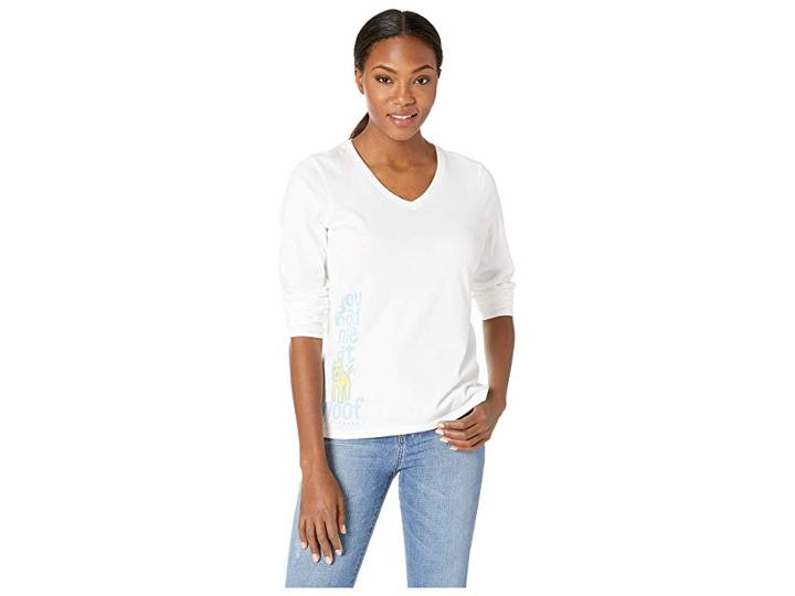 Life Is Good You Had Me At Woof Crusher Long Sleeve Vee (cloud White) Women's T Shirt