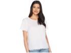 Two By Vince Camuto Short Sleeved Frayed Edge Linen Tee (ultra White) Women's T Shirt