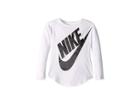 Nike Kids Jumbo Futura Long Sleeve Tee (little Kids) (white) Girl's Clothing