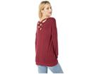 Alexander Jordan V-neck Hacci Top W/ Cross-back Detail (wine) Women's Clothing