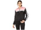 Juicy Couture Stripe Tricot 1/2 Zip Track Jacket (pitch Black/sorbet Pink) Women's Clothing