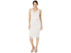 Marina Short Sleeveless V-neck Lace Dress With Scallop Hem (ivory) Women's Clothing