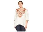 Johnny Was Plus Size Elim 3/4 Sleeve Drape Top (brie) Women's Clothing