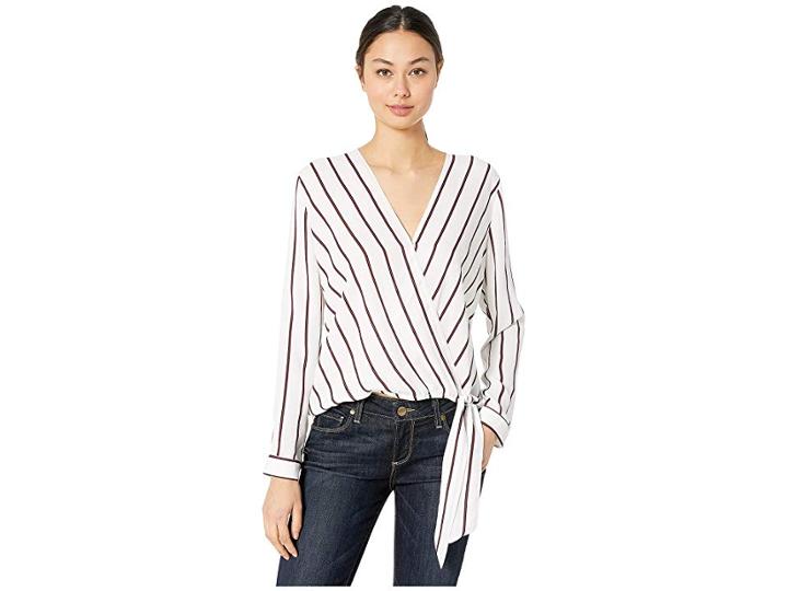 Bb Dakota Friday Night Stripes V-neck Top (ivory) Women's Clothing