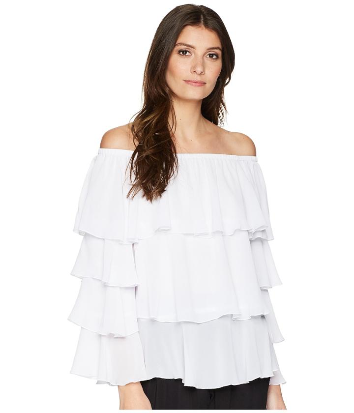 Show Me Your Mumu Chi Chi Top (white Chiffon) Women's Clothing