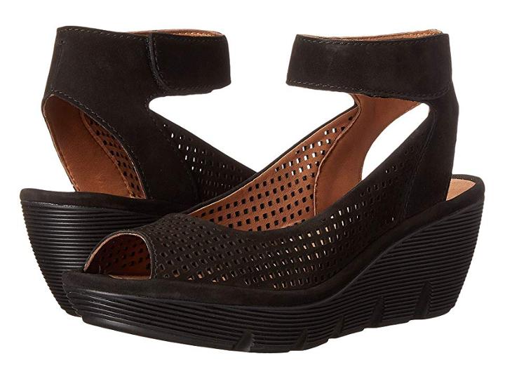 Clarks Clarene Prima (black Nubuck) Women's Wedge Shoes