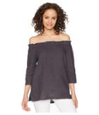Allen Allen 3/4 Off The Shoulder Top (flint) Women's Short Sleeve Pullover