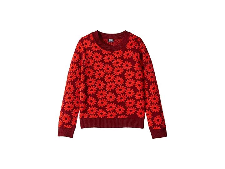 Splendid Littles Daisy Print Sweater (big Kids) (burgundy) Girl's Sweater
