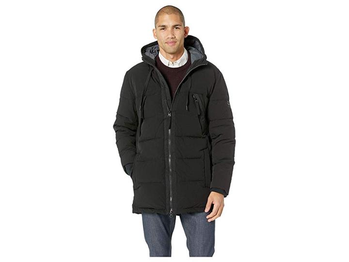 Marc New York By Andrew Marc 60/40 Crinkle Down Long Length Hooded Jacket (black) Men's Coat
