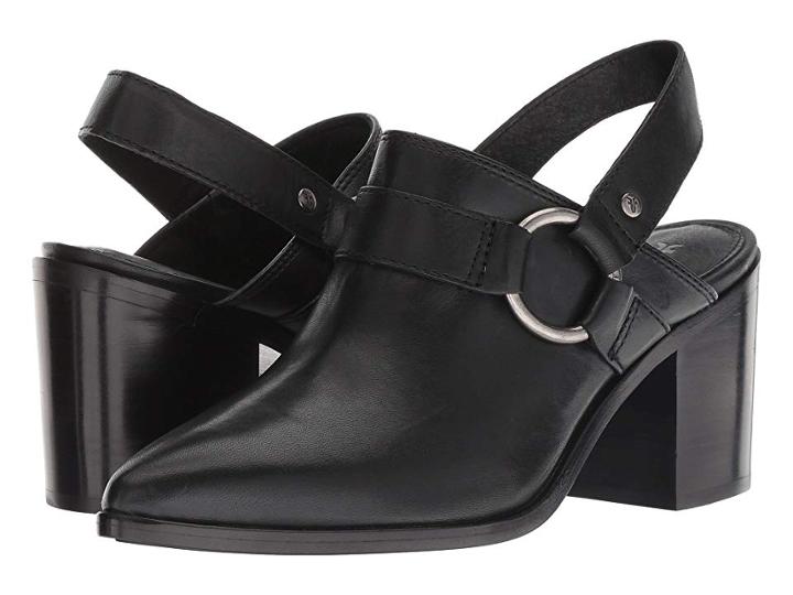 Frye Flynn Harness Mule (black Vintage Veg Tan) Women's Clog/mule Shoes